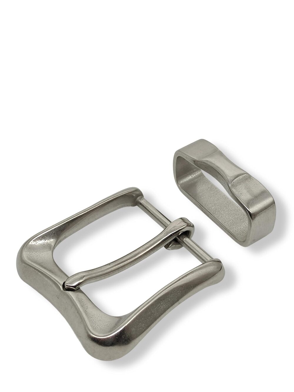 1258 Classic Belt Buckle Single Prong Design & Belt Loop Keeper Stainless